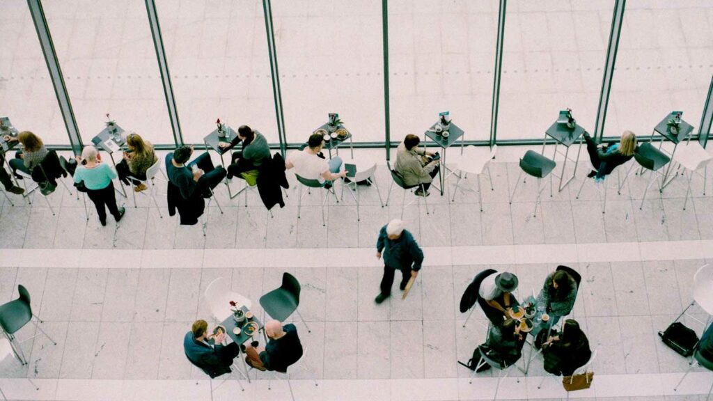 View of a public dining area from above