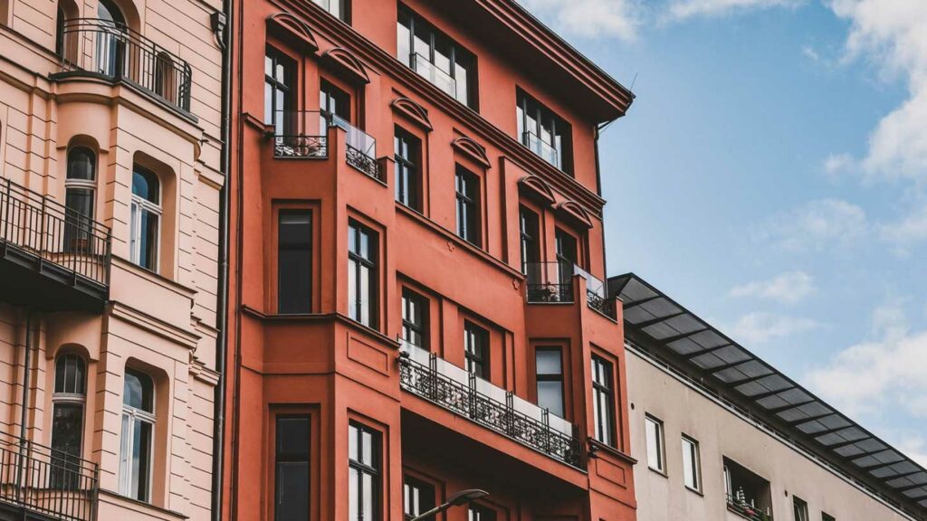 Exterior of a brownstone style property