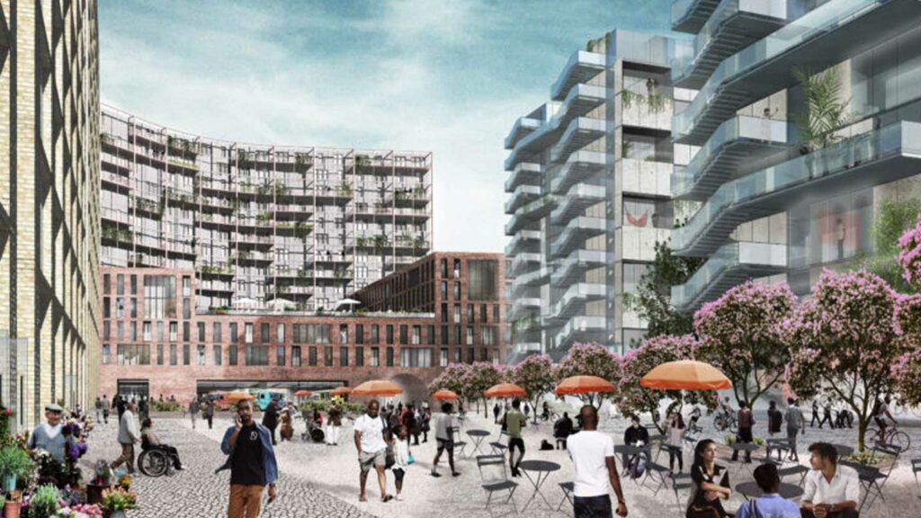 Rendering of a neighborhood redevelopment