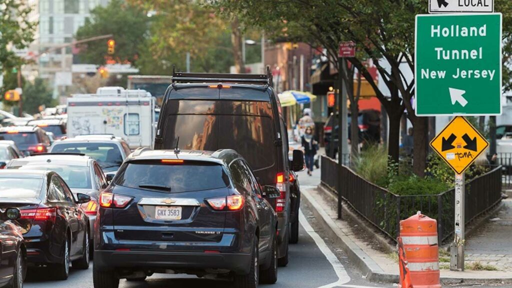 Traffic leading up to the Holland Tunnel