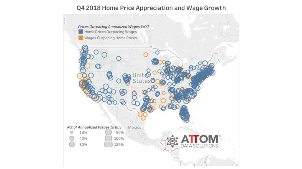 Graph showing prices outpacing annualized wages in the United States