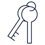 Two keys on a keyring icon